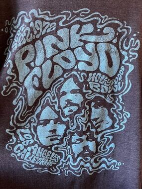 Pink Floyd Vintage-Style Graphic Band Tee in Light Blue Print